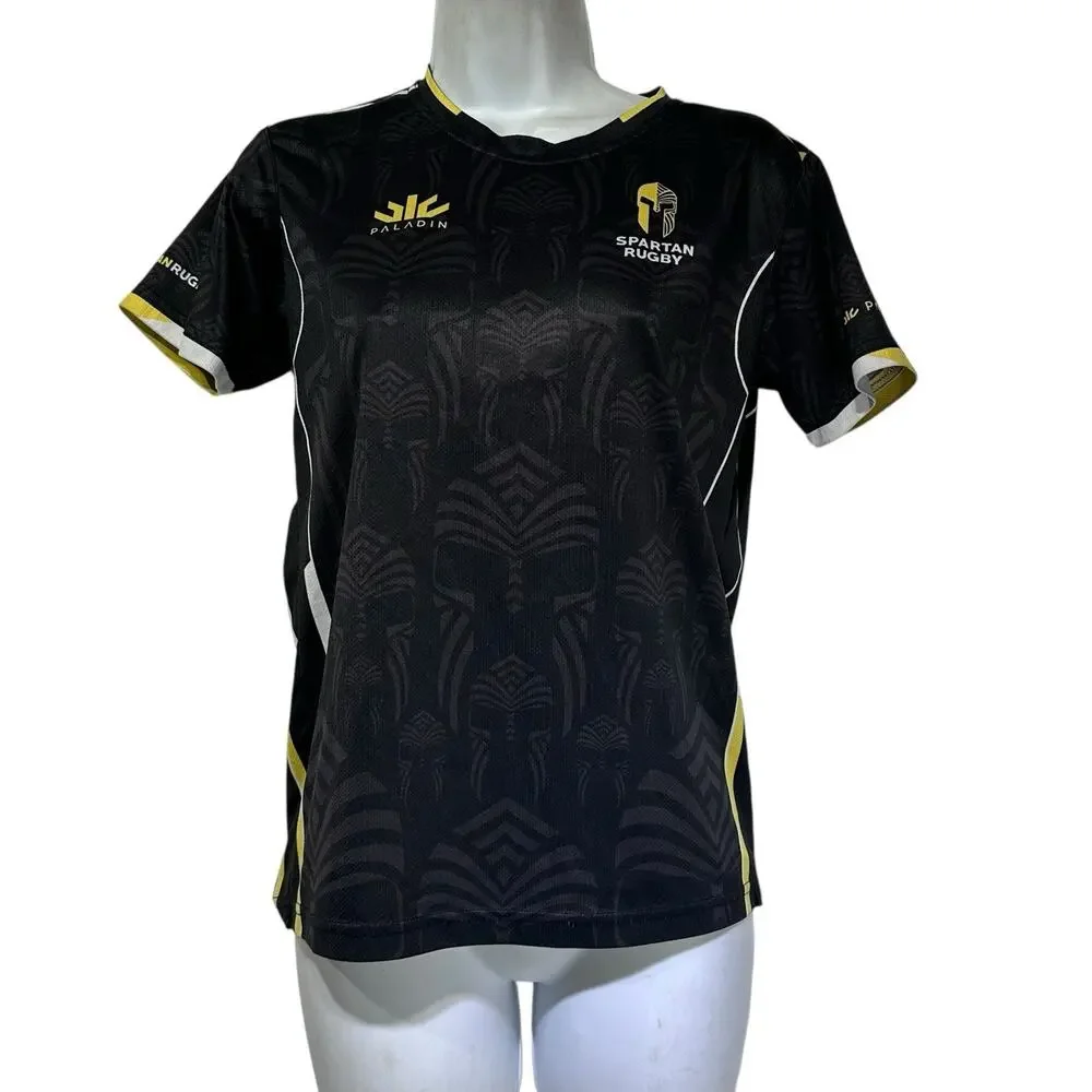 Paladin Spartan Rugby black yellow logo Shirt Sleeve Jersey Size K 12